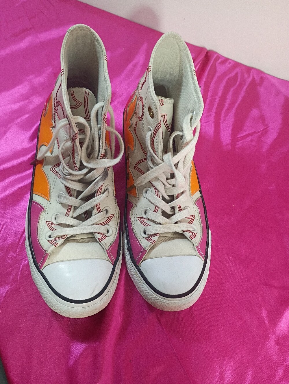 Converse Chuck Taylor Space Cowboy Woman's SZ 7.5 High Top Pink Orange Flame - Picture 7 of 9